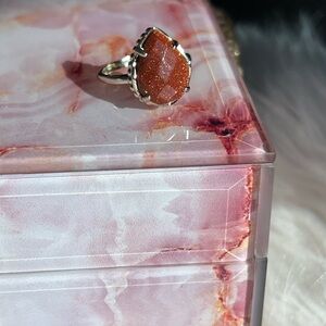 Kendra Scott Orange Goldstone Teardrop Ring